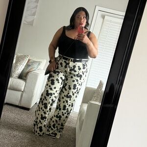 Fashion Nova Black and White Wide Leg Pants